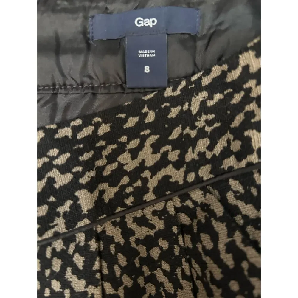 Gap Black Tan Patterned Mini Skirt With Pockets Size 8 Boho Preppy Artsy Cotton‎